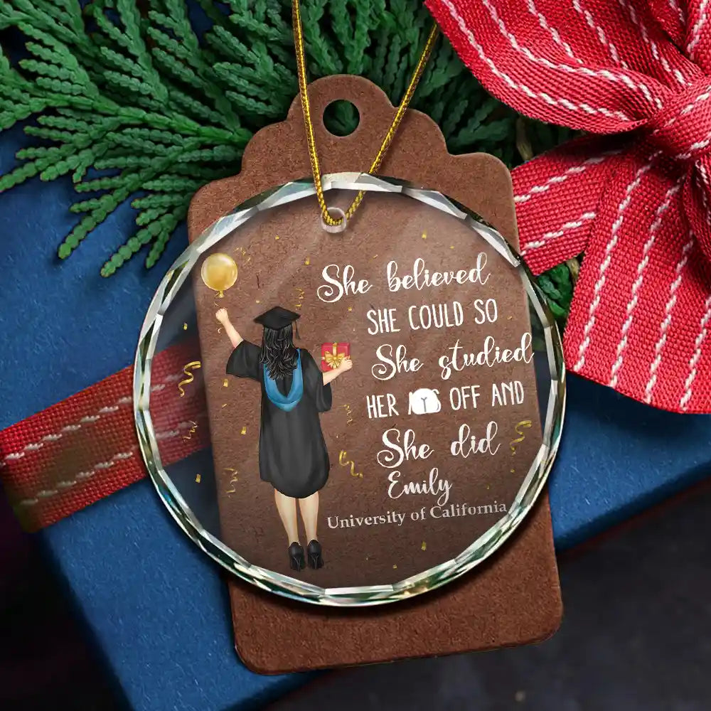 Graduation She Believed She Could - Personalized Circle Acrylic Ornament