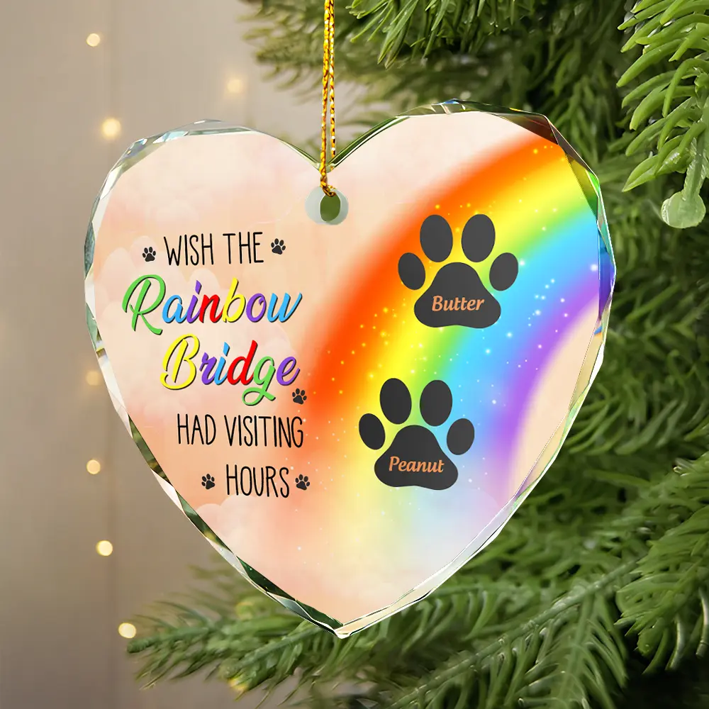 Memorial Dog Cat A Piece Of My Heart Is At The Rainbow Bridge - Personalized Heart Shaped Ornament