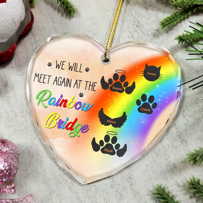 Memorial Dog Cat A Piece Of My Heart Is At The Rainbow Bridge - Personalized Heart Shaped Ornament