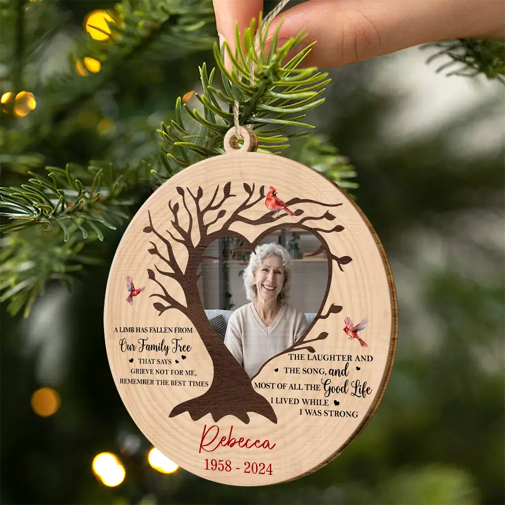 Continue Shopping,Christmas,Memorial,Custom Photo,Sad - Custom Photo Memorial A Limb Has Fallen From Our Family Tree - Personalized Custom Shaped Wooden Ornament