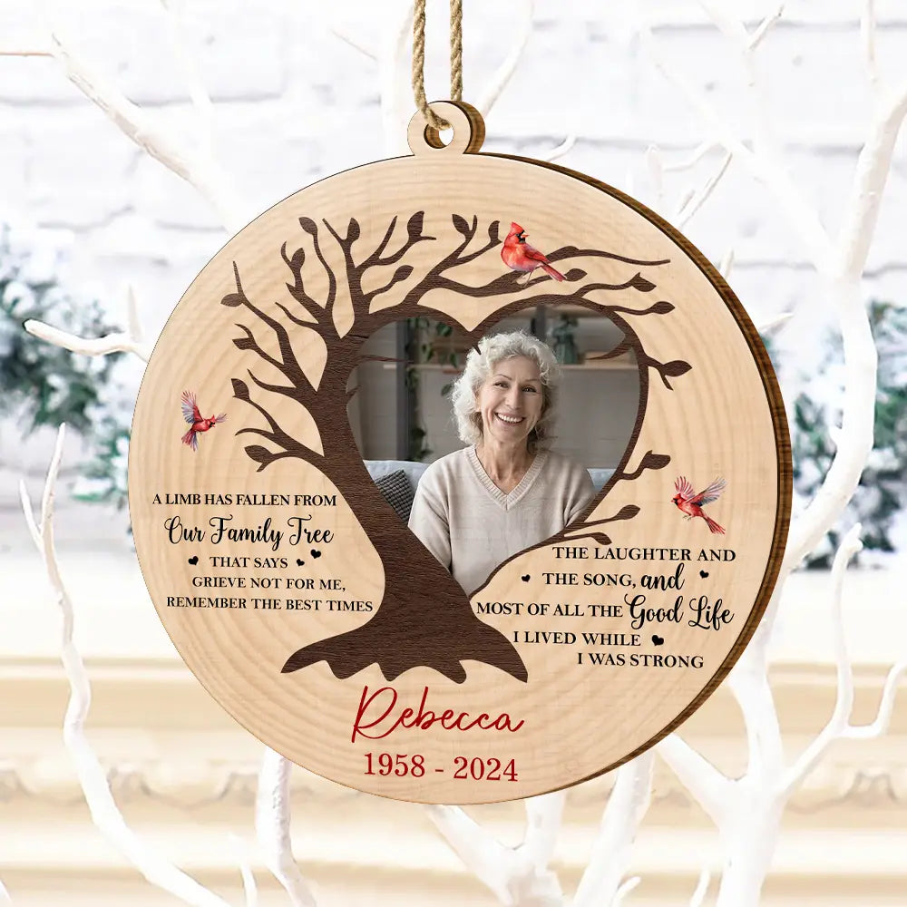 Continue Shopping,Christmas,Memorial,Custom Photo,Sad - Custom Photo Memorial A Limb Has Fallen From Our Family Tree - Personalized Custom Shaped Wooden Ornament