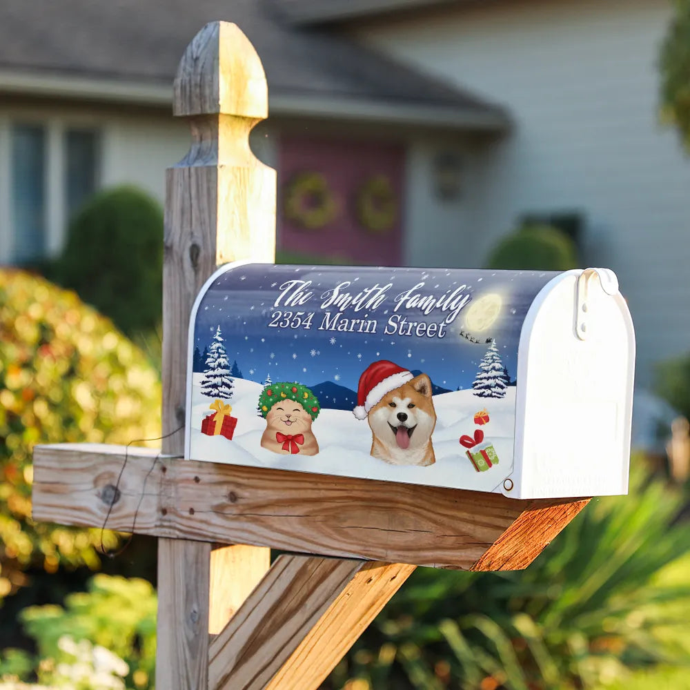 Christmas Dogs Cats Pets - Personalized Mailbox Cover