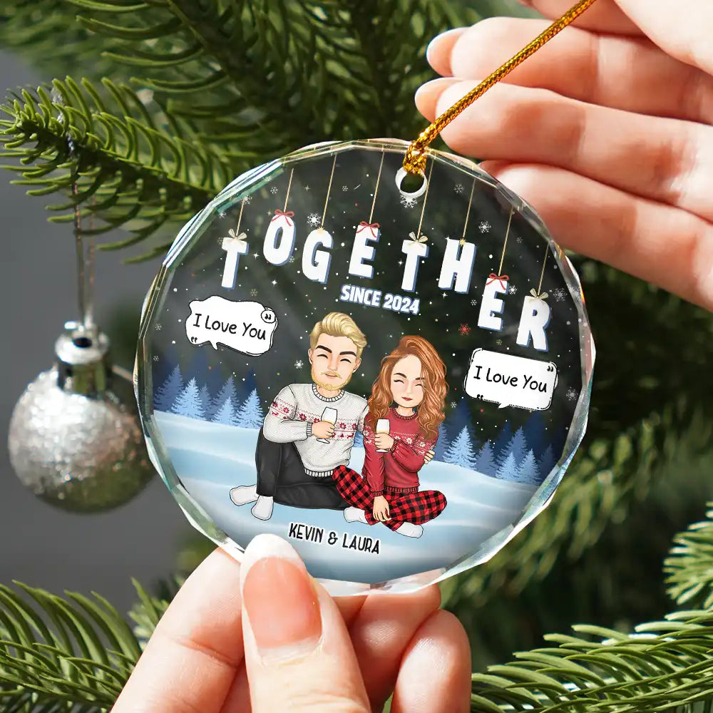 Christmas Couple Together Since - Personalized Circle Ornament