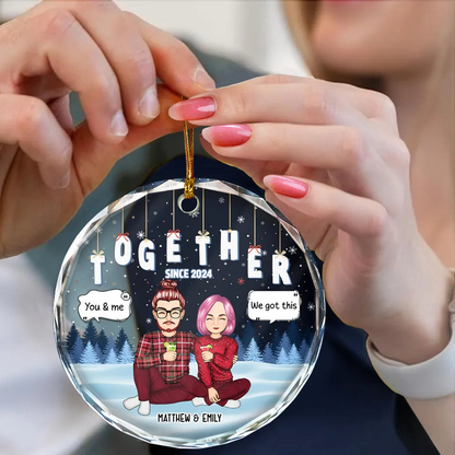 Christmas Couple Together Since - Personalized Circle Ornament