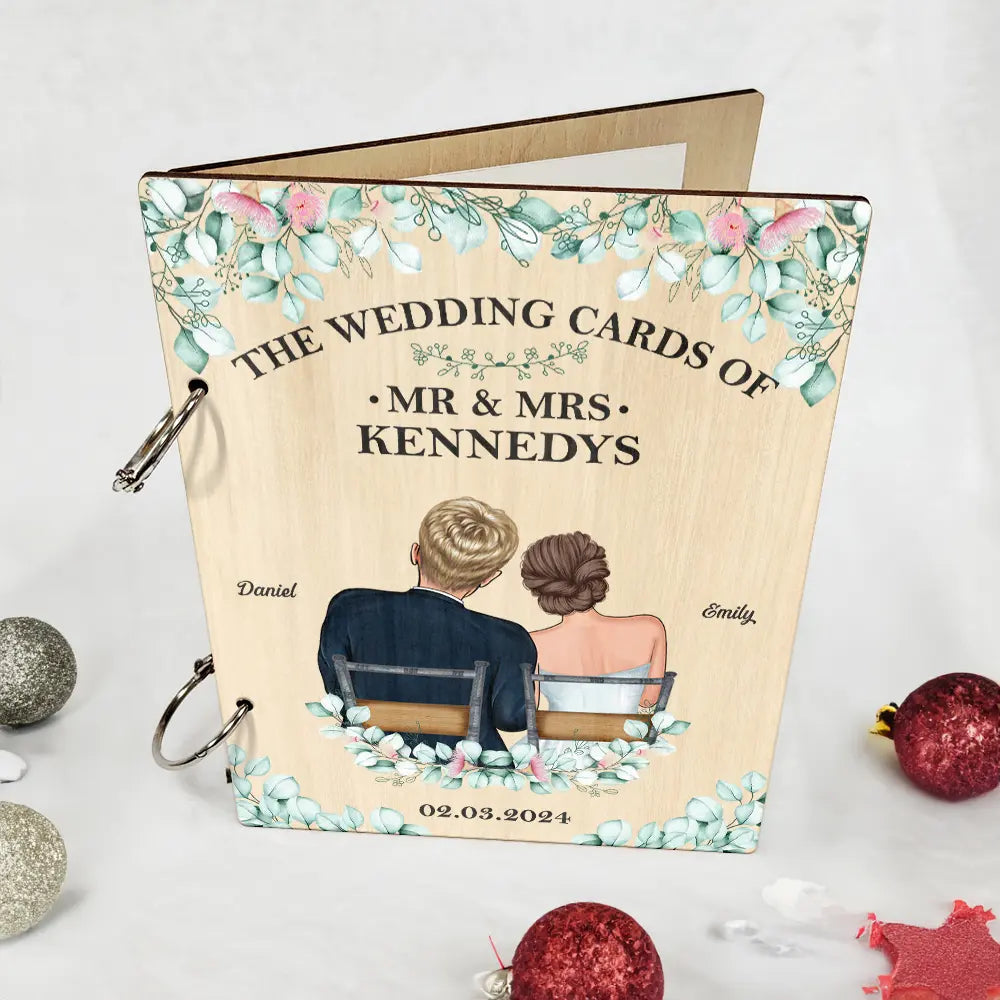 Floral Wedding Couple - Personalized Card Keeper, Card Holder