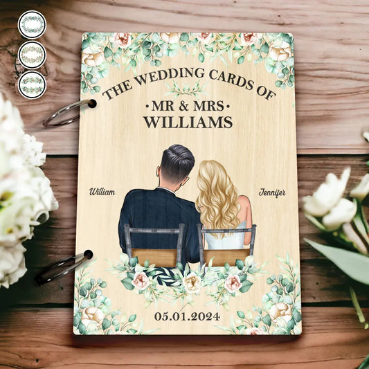 Floral Wedding Couple - Personalized Card Keeper, Card Holder