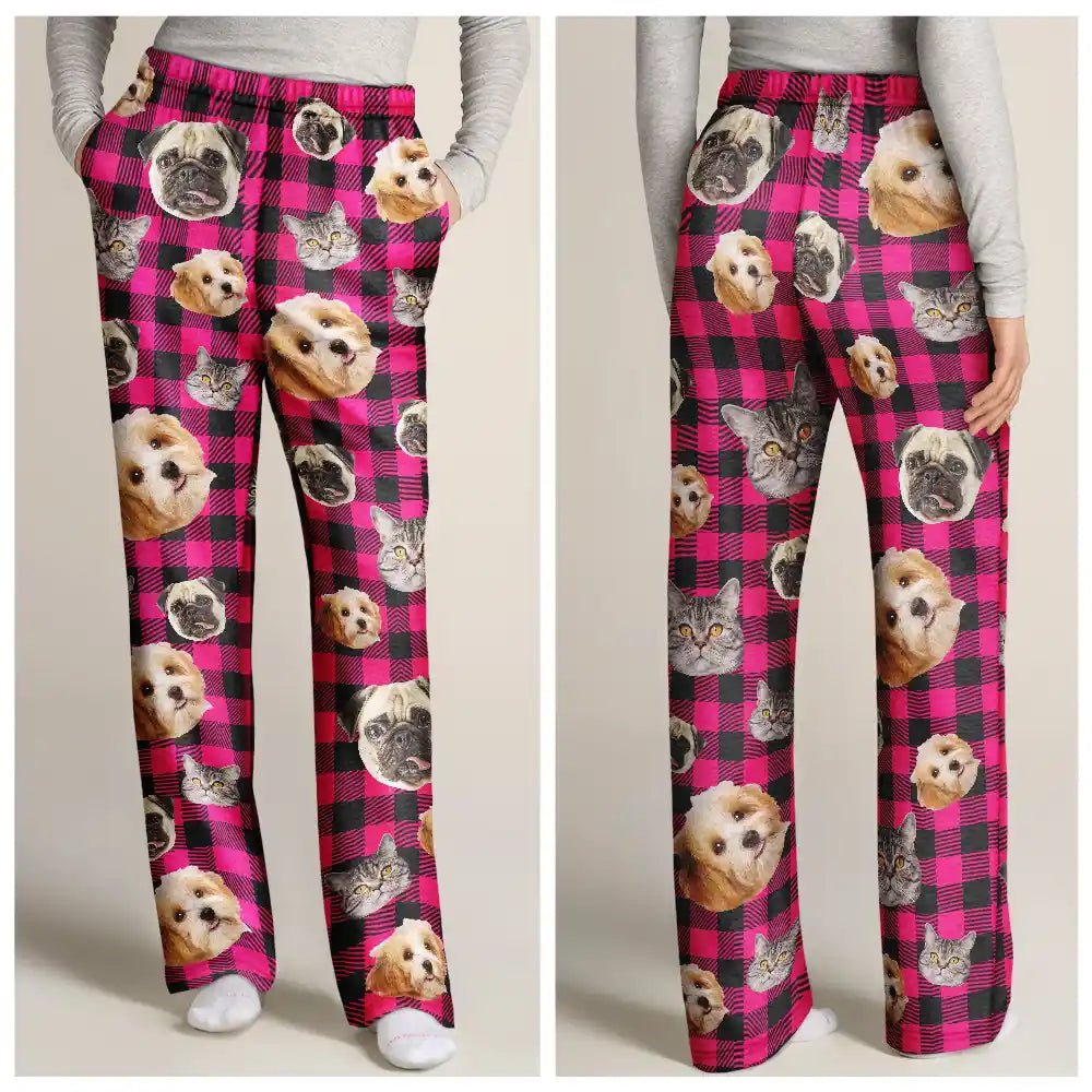 Custom Photo Funny Dog Cat Pet Human Face - Personalized Pajama Pants