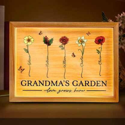 Grandma's Garden Love Grows Here - Personalized Picture Frame Light Box