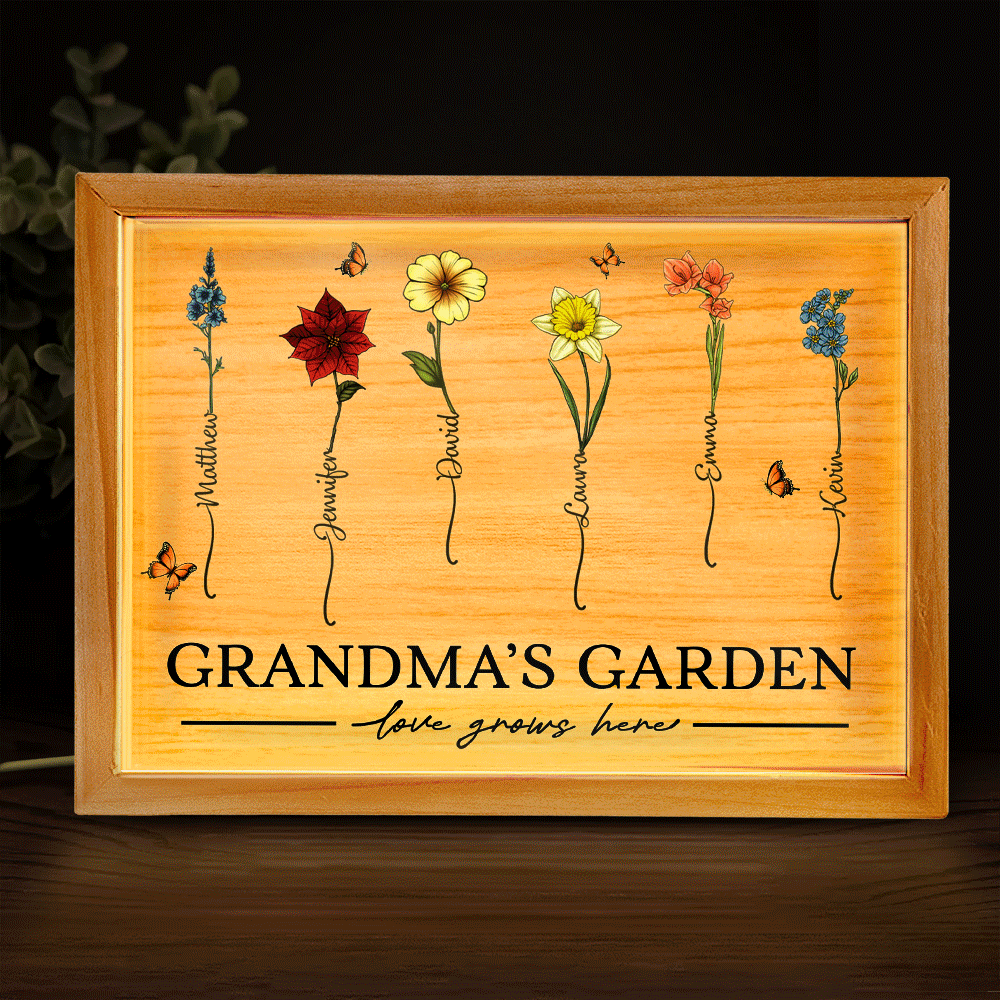 Grandma's Garden Love Grows Here - Personalized Picture Frame Light Box