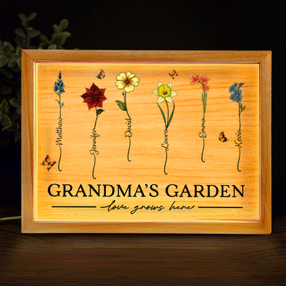Grandma's Garden Love Grows Here - Personalized Picture Frame Light Box