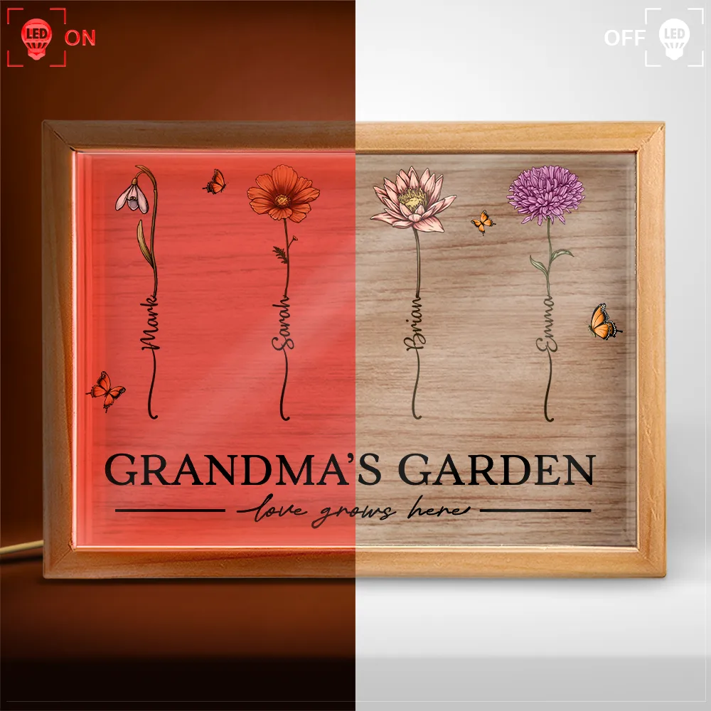 Grandma's Garden Love Grows Here - Personalized Picture Frame Light Box