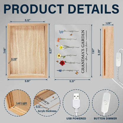 Grandma's Garden Love Grows Here - Personalized Picture Frame Light Box