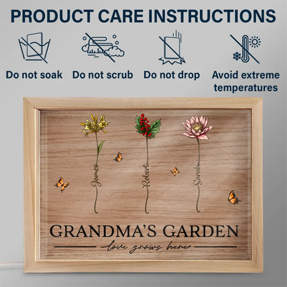 Grandma's Garden Love Grows Here - Personalized Picture Frame Light Box