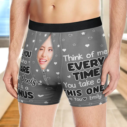 Custom Photo Funny Girlfriend Wife Face I Love You For Who You Are - Personalized Men's Boxer Briefs