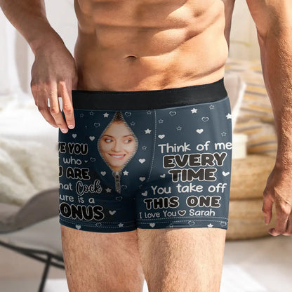 Custom Photo Funny Girlfriend Wife Face I Love You For Who You Are - Personalized Men's Boxer Briefs