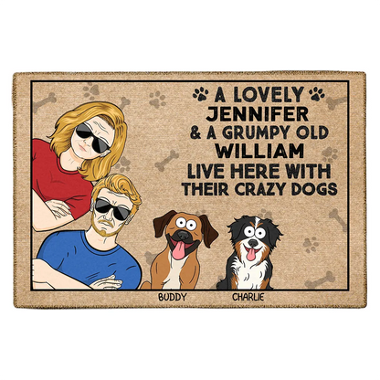 Dog Couple A Lovely Lady & A Grumpy Old Man Live Here - Personalized Doormat