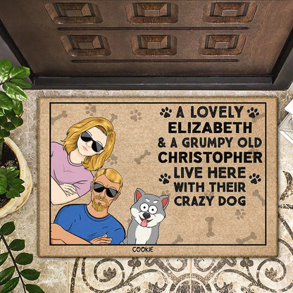 Dog Couple A Lovely Lady & A Grumpy Old Man Live Here - Personalized Doormat