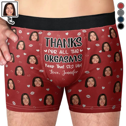 Custom Photo Thanks For All The Orgasms - Personalized Men's Boxer Briefs