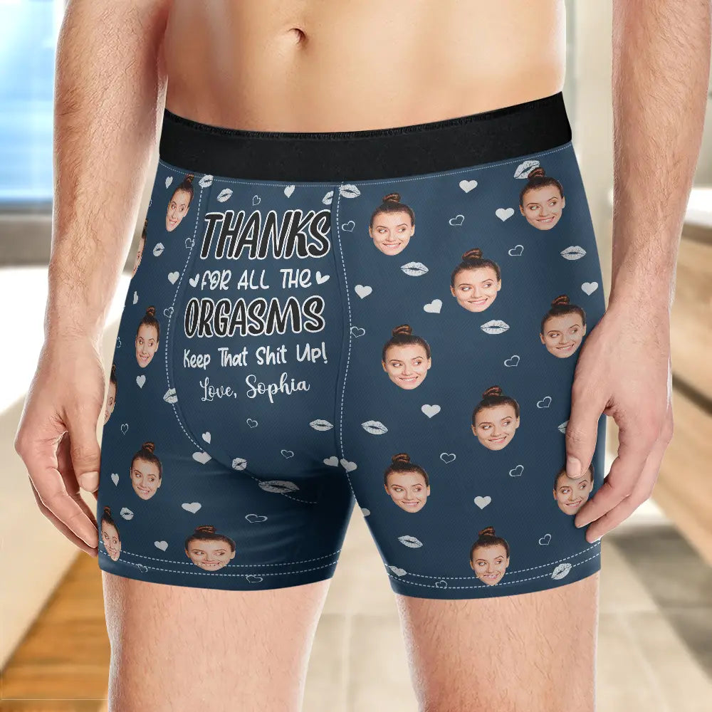 Custom Photo Thanks For All The Orgasms - Personalized Men's Boxer Briefs