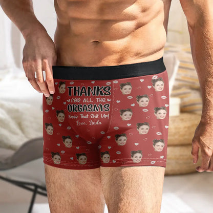 Custom Photo Thanks For All The Orgasms - Personalized Men's Boxer Briefs