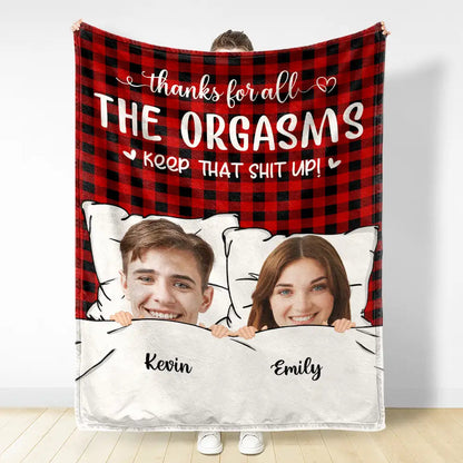 Custom Photo Thanks For All The Orgasms - Personalized Fleece Blanke