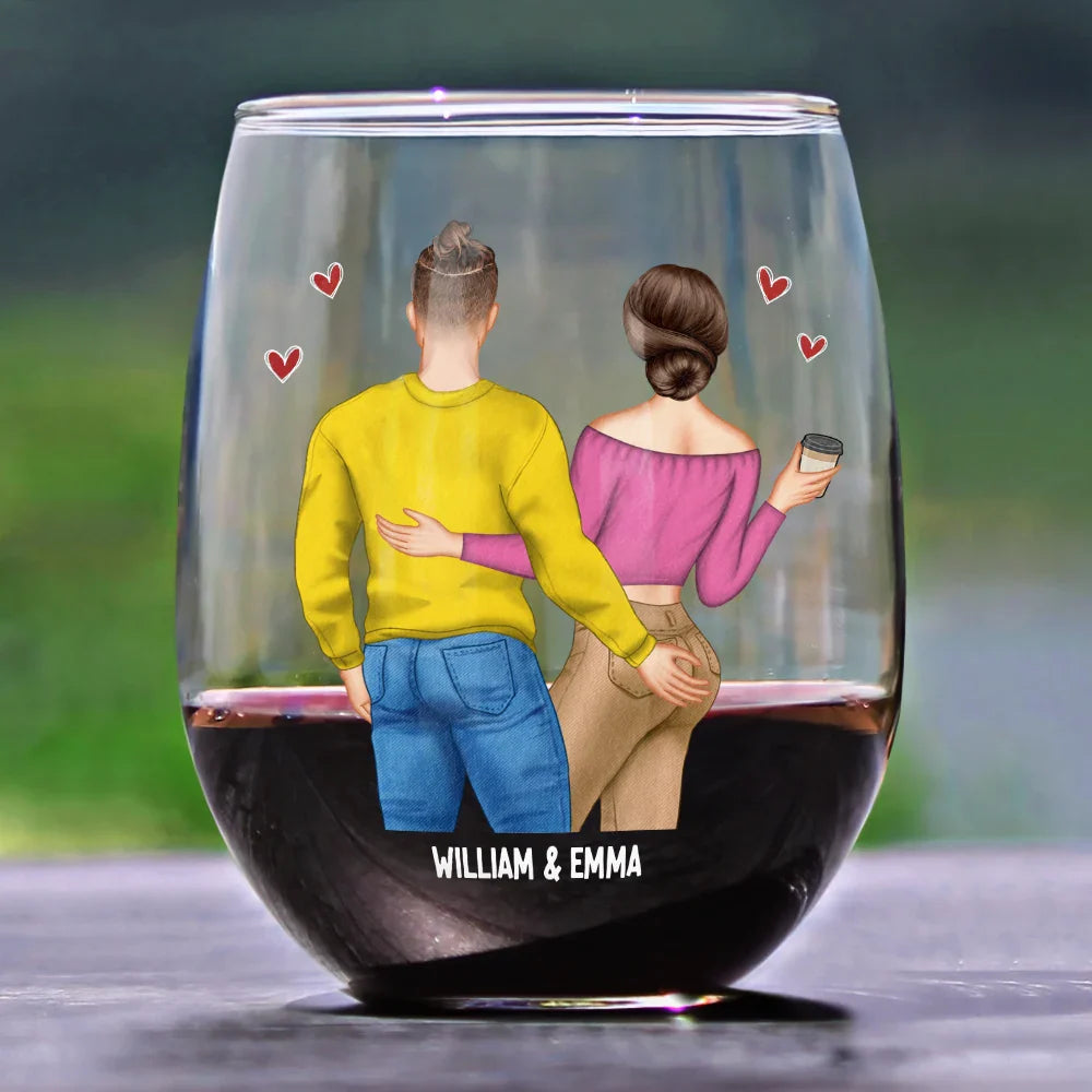Couple After Years You're Still The Best Boyfriend - Personalized Stemless Wine Glass