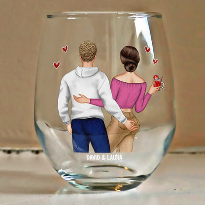 Couple After Years You're Still The Best Boyfriend - Personalized Stemless Wine Glass