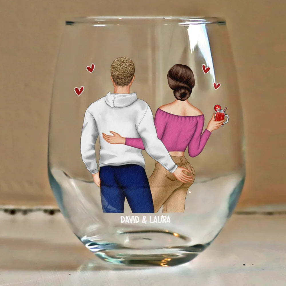 Couple After Years You're Still The Best Boyfriend - Personalized Stemless Wine Glass