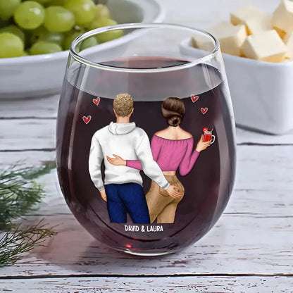 Couple After Years You're Still The Best Boyfriend - Personalized Stemless Wine Glass