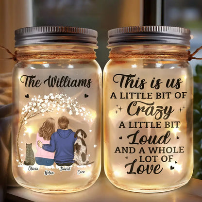 Fur Family This Is Us Dog Cat Pet Couple - Personalized Mason Jar Light