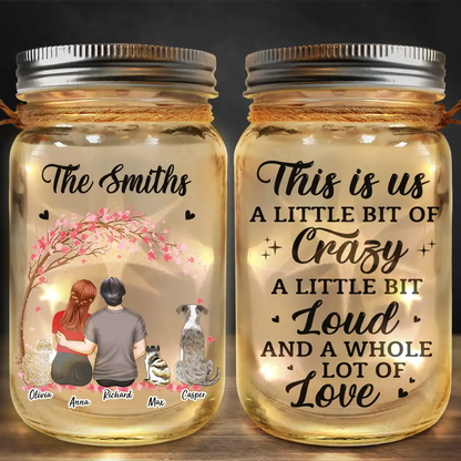 Fur Family This Is Us Dog Cat Pet Couple - Personalized Mason Jar Light