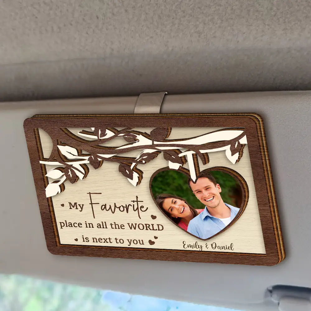 Custom Photo Couple Together They Built A Life That They Loved - Personalized Custom Shaped Car Visor Clip