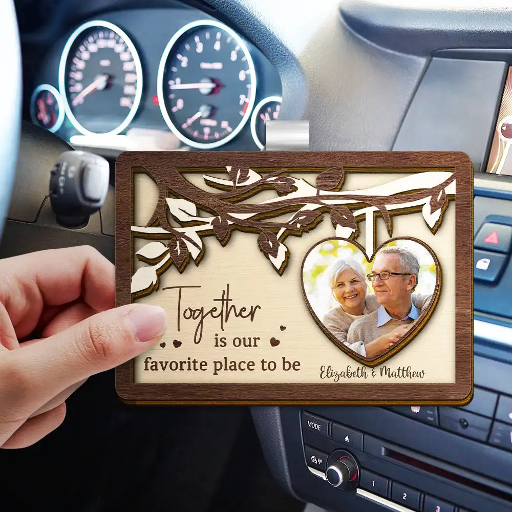 Custom Photo Couple Together They Built A Life That They Loved - Personalized Custom Shaped Car Visor Clip