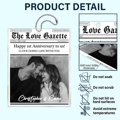 Custom Photo Couple Anniversary Newspaper - Personalized Acrylic Car Hanger