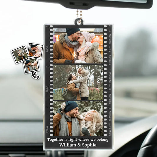 Custom Photo Couple Family Friends Camera Film Roll - Personalized Acrylic Car Hanger