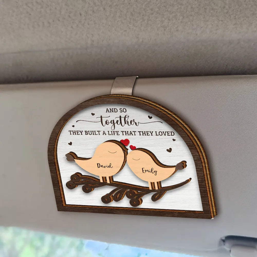 Love Birds Together Is Right Where We Belong - Personalized Custom Shaped Car Visor Clip