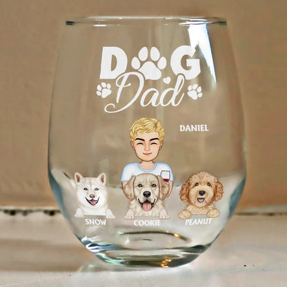 Dog Mom And Dog Dad - Personalized Stemless Wine Glass