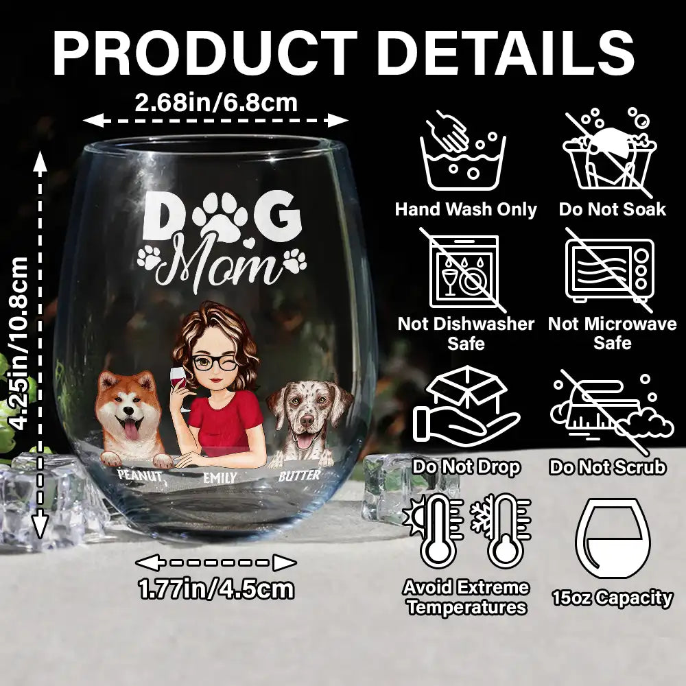 Dog Mom And Dog Dad - Personalized Stemless Wine Glass
