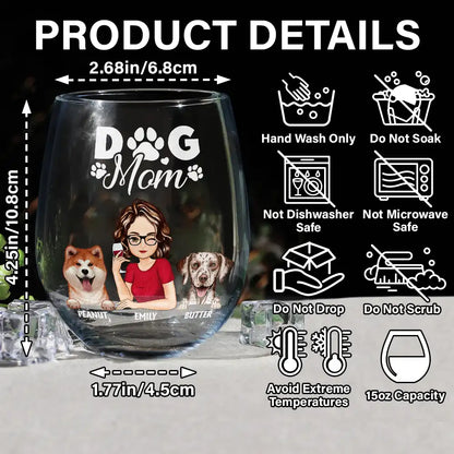 Dog Mom And Dog Dad - Personalized Stemless Wine Glass