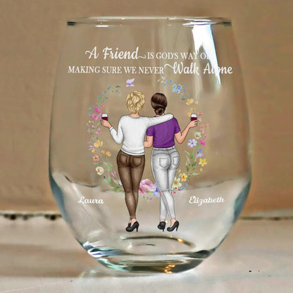 It Takes A Long Time To Grow An Old Friend - Personalized Stemless Wine Glass