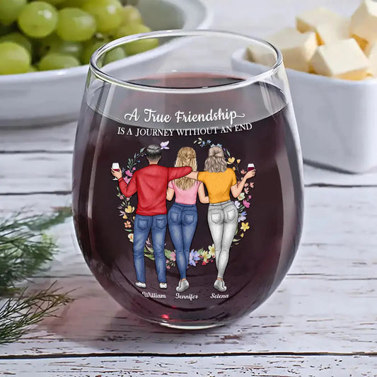 It Takes A Long Time To Grow An Old Friend - Personalized Stemless Wine Glass