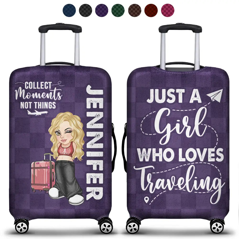 Collect Moments Not Things Travel Lover Y2K - Personalized Luggage Cover