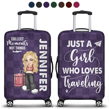 Travel,Gift For Women,Gift For Men,Gift For Yourself,Happy - Collect Moments Not Things Travel Lover Y2K - Personalized Luggage Cover