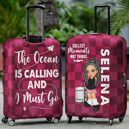 Travel,Gift For Women,Gift For Men,Gift For Yourself,Happy - Collect Moments Not Things Travel Lover Y2K - Personalized Luggage Cover