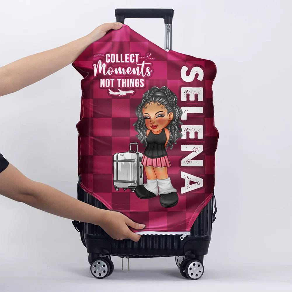 Collect Moments Not Things Travel Lover Y2K - Personalized Luggage Cover