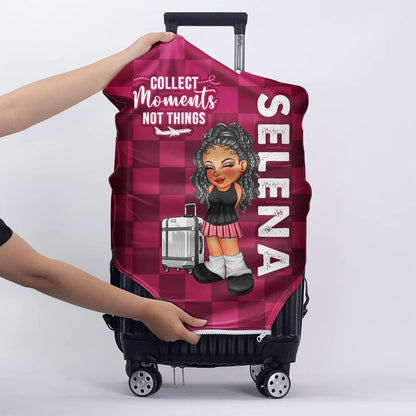 Collect Moments Not Things Travel Lover Y2K - Personalized Luggage Cover