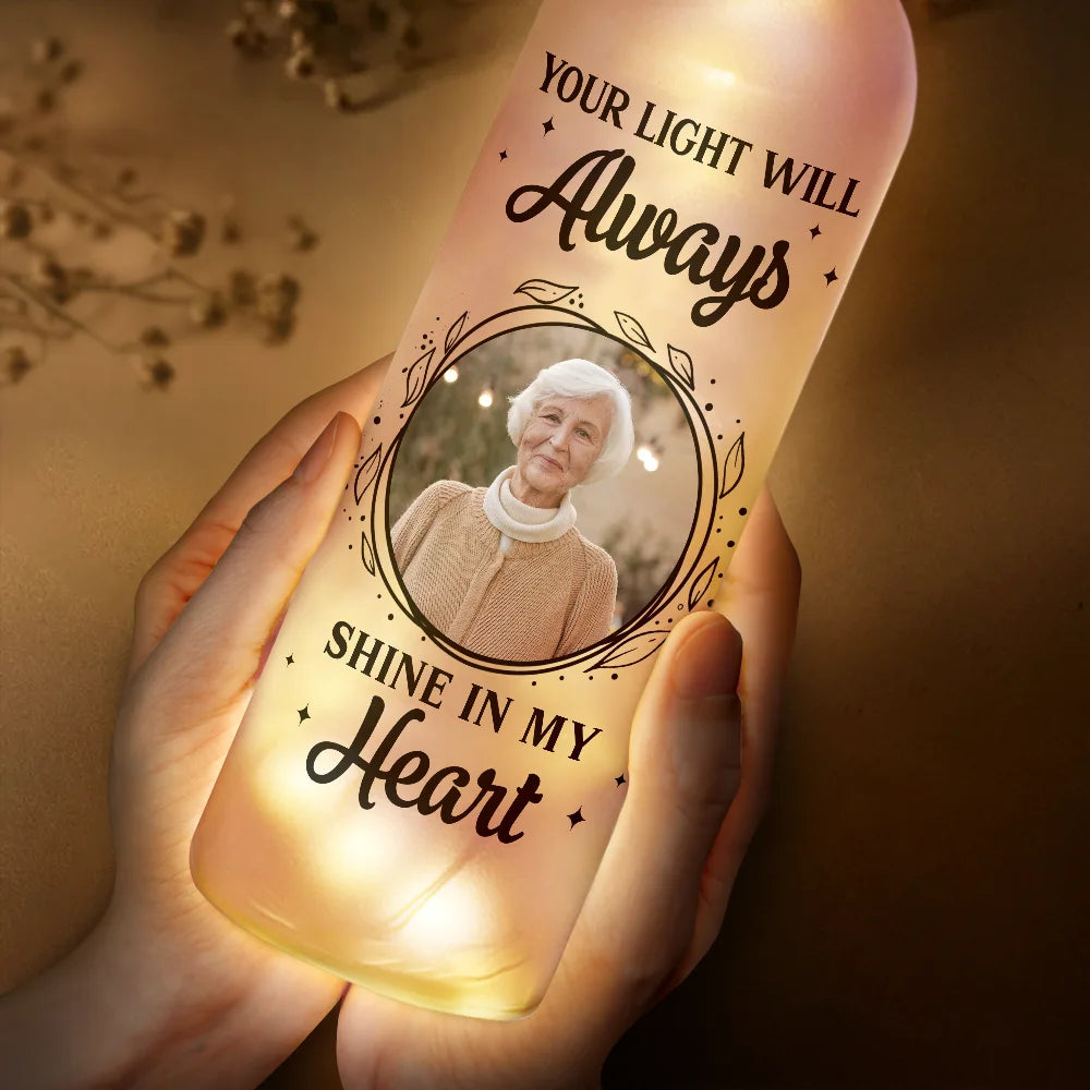 Custom Photo,Memorial,Sad - Custom Photo A Star In The Heavens - Personalized Bottle Light