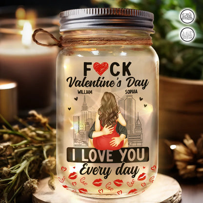 Gift For Couples, Gift For Wife, Gift For Husband, Gift For Boyfriend, Gift For Girlfriend - I Love You Everyday - Personalized Mason Jar Light