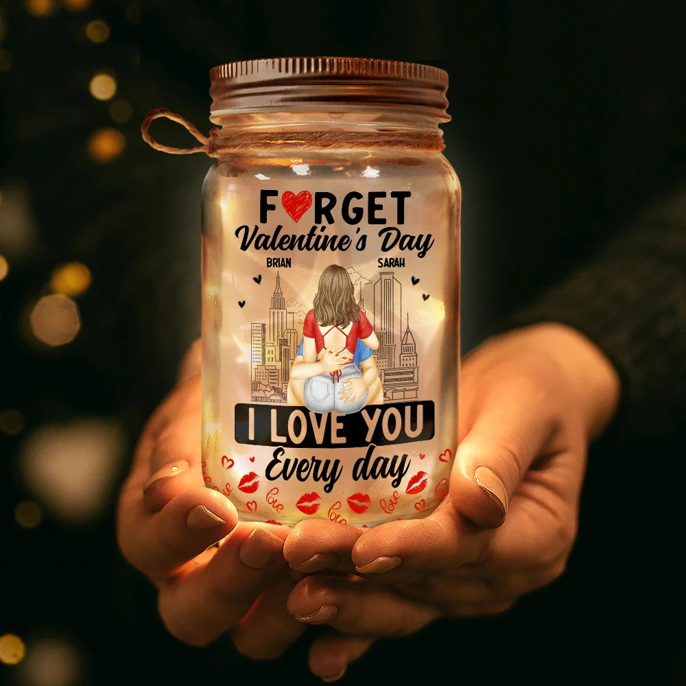 Gift For Couples, Gift For Wife, Gift For Husband, Gift For Boyfriend, Gift For Girlfriend - I Love You Everyday - Personalized Mason Jar Light