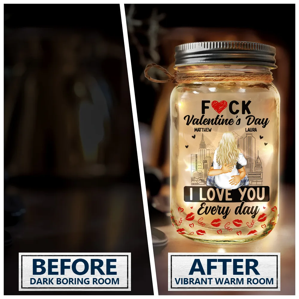 Gift For Couples, Gift For Wife, Gift For Husband, Gift For Boyfriend, Gift For Girlfriend - I Love You Everyday - Personalized Mason Jar Light